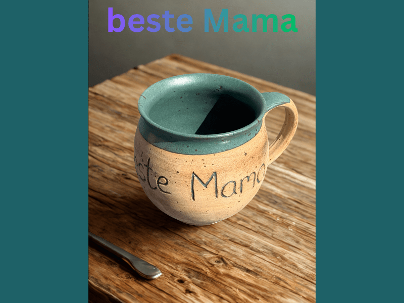 Handgedrehte Tasse mit Aufschrift – limitiert -  - bauchige Tasse