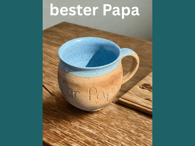 Handgedrehte Tasse mit Aufschrift – limitiert -  - bauchige Tasse