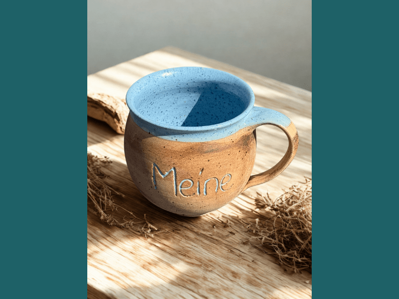 Handgedrehte Tasse mit Aufschrift – limitiert -  - bauchige Tasse