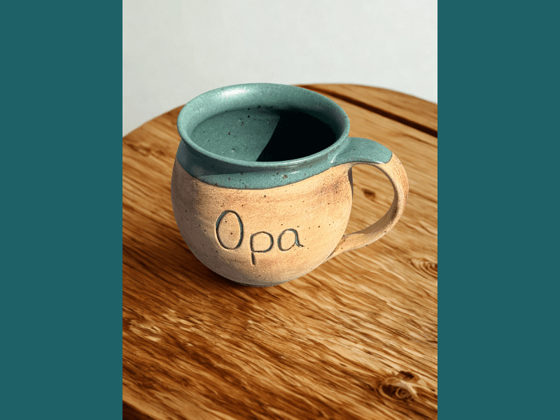 Handgedrehte Tasse mit Aufschrift – limitiert -  - bauchige Tasse