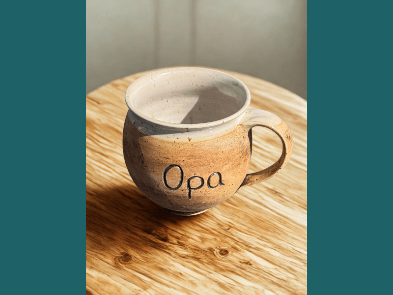Handgedrehte Tasse mit Aufschrift – limitiert -  - bauchige Tasse