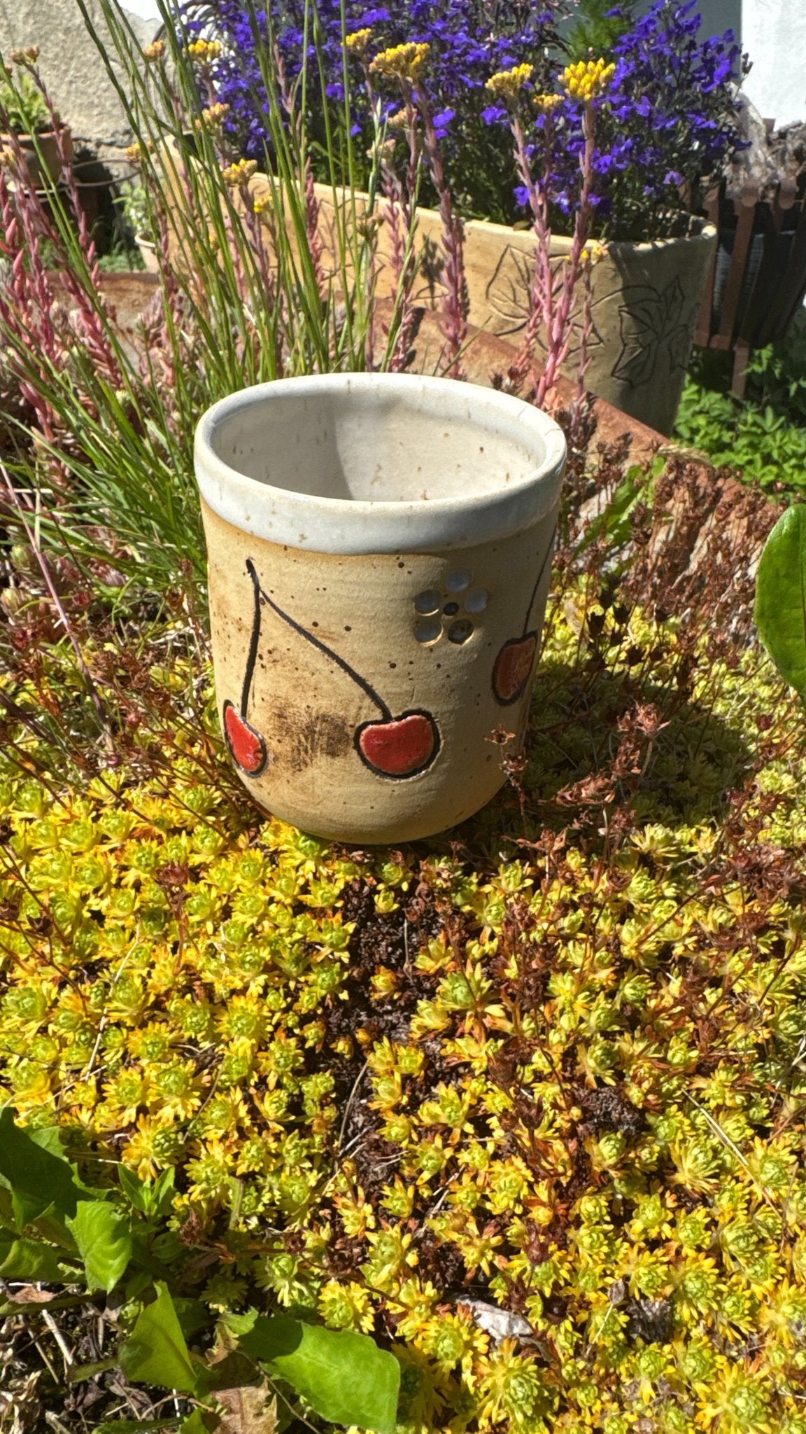🍓🍋🍉 Keramik Becher ohne Henkel – Sommerfrüchte Sonderedition - BE 11005 -1 - Becher